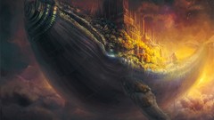 Animals clouds Whales cities fantasy art