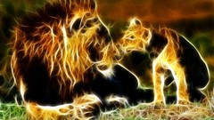Animals cubs Lions Fractalius
