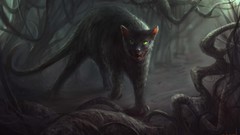 Animals dark cats forests artwork fantasy art