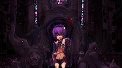Animals dark pink eyes short hair touhou komeiji satori purple 