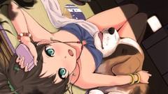 Animals Dogs Anime anime girls blue eyes green eyes brunettes 
