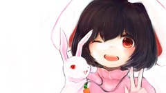 Animals dress white background carrots red eyes blush smiling 