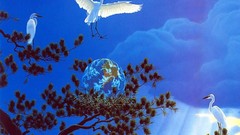 Animals fantasy art storks