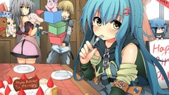 Animals Gifts cakes long hair anime girls short hair happy 