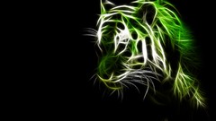 Animals Green Fractals cats black background Tigers Fractalius