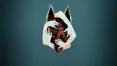 Animals hands Wolves minimalistic artwork Simple Background