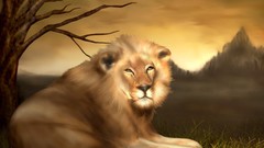 Animals Lions blurred airbrushed