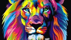 Animals Lions multicolor artwork artistic