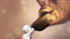 Animals love cats Dogs drawings kissing artwork