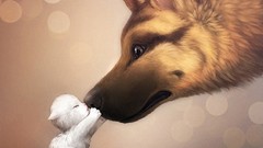 Animals love Dogs affection artwork