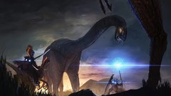 Animals magic Dinosaurs hunters bows wand artwork fantasy art