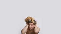 Animals Men Puppies head hats Simple Background