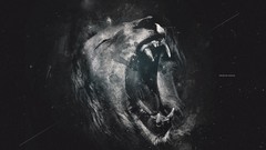 Animals monochrome Lions roar artwork