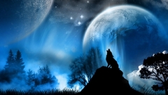 Animals moon digital Art