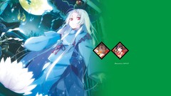 Animals moon white hair red eyes long hair anime girls Japanese 