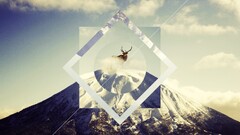 Animals Mountains snow polyscape antlers digital art