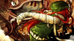 Animals movement fight dress hats action long hair anime girls 