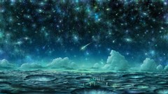 Animals night Space Stars clouds sky Dinosaurs starry sky 