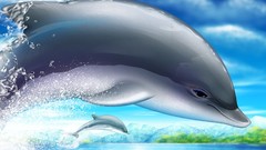 Animals ocean Dolphins paintings multicolor