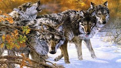 Animals paintings Wolves artwork