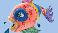 Animals room fish blue background multicolor digital art