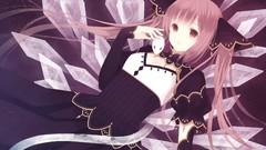 Animals snakes crystals dress gloves pink hair long hair pink 