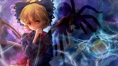 Animals spiders dress red eyes bows blondes anime girls short 