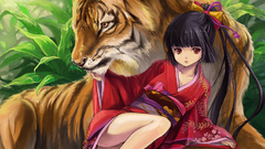 Animals Tigers Japanese clothes