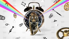 Animals time Tigers clocks break wild animals feline digital art
