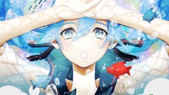 Animals water bubbles fish underwater Ribbons faces schoolgirls 