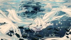 Animals water bubbles fish underwater white hair swimming 