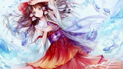 Animals water fish dress red dress Ropes bows long hair gray 