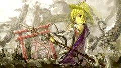 Animals weapons gate snakes dress hats blondes spears long hair 