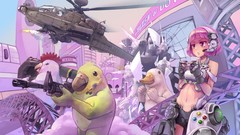 Animals weapons Guns Chickens Ducks headphones Helicopters 