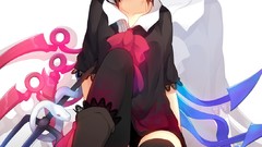 Animals weapons wings snakes dress trident red eyes bows anime 