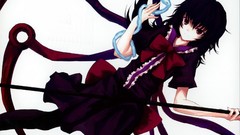 Animals weapons wings snakes dress white background red eyes 