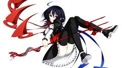 Animals wings snakes dress anime girls short hair black dress 