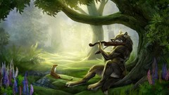 Animals Wolves violins creatures forests fantasy art