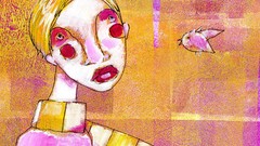 Animals woman Birds multicolor artwork