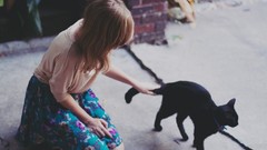 Animals woman cats Black Cat blondes pets domestic cat