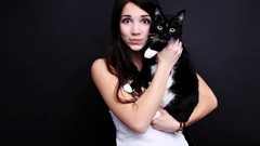 Animals woman cats faces brunettes models emily rudd