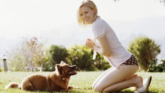 Animals woman Dogs Kristen Bell blondes