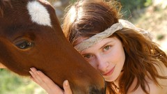 Animals woman Horses redheads girls with horses