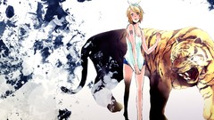 Animals woman Tigers anime girls vocaloid kagamine rin