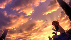 Animated sitting down anime