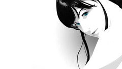 animation blue eyes dark hair Women selective coloring face