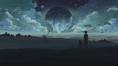 Anime 5 centimeters per second surreal field night clouds