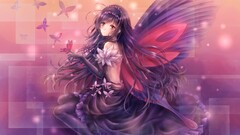 Anime accel world anime girls Kuroyukihime fantasy art wings