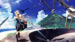 Anime air lakes aurora borealis waterscapes