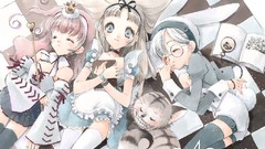 Anime Alice in Wonderland cheshire cat Queen of Hearts